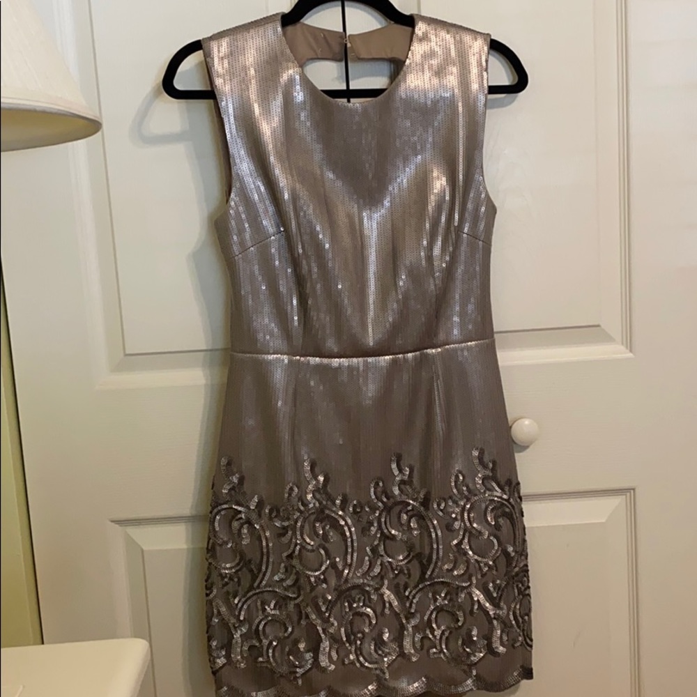 BCBG Cocktail Dress nude and silver